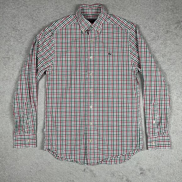 Vineyard Vines Button Down Shirt Mens Extra Small Slim Fit Christmas Whale - Picture 2 of 11